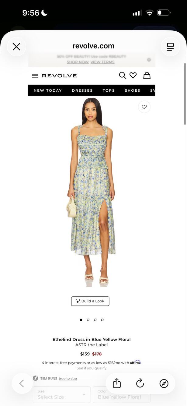ASTR The Label XS NWT Floral Maxi Dress Blue Yellow Smocked Tiered NWT MSRP $178